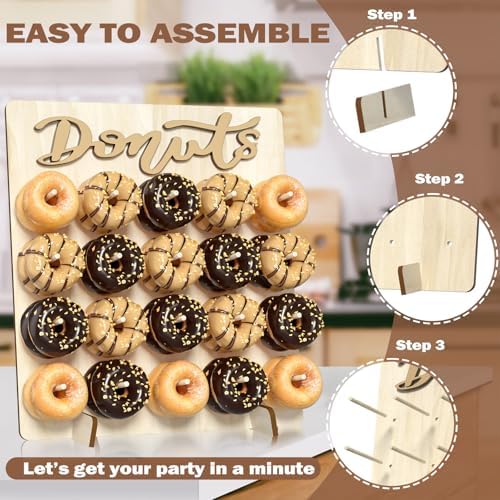 Large Wood Donut Wall Display Stand Holds 20 Donuts, 1 Pack Natural, alternate view 4