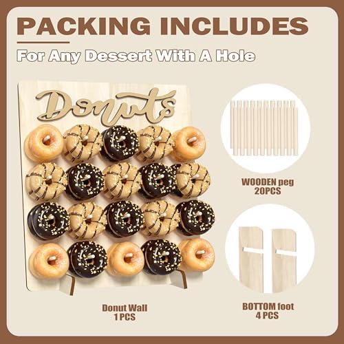 Large Wood Donut Wall Display Stand Holds 20 Donuts, 1 Pack Natural, alternate view 6