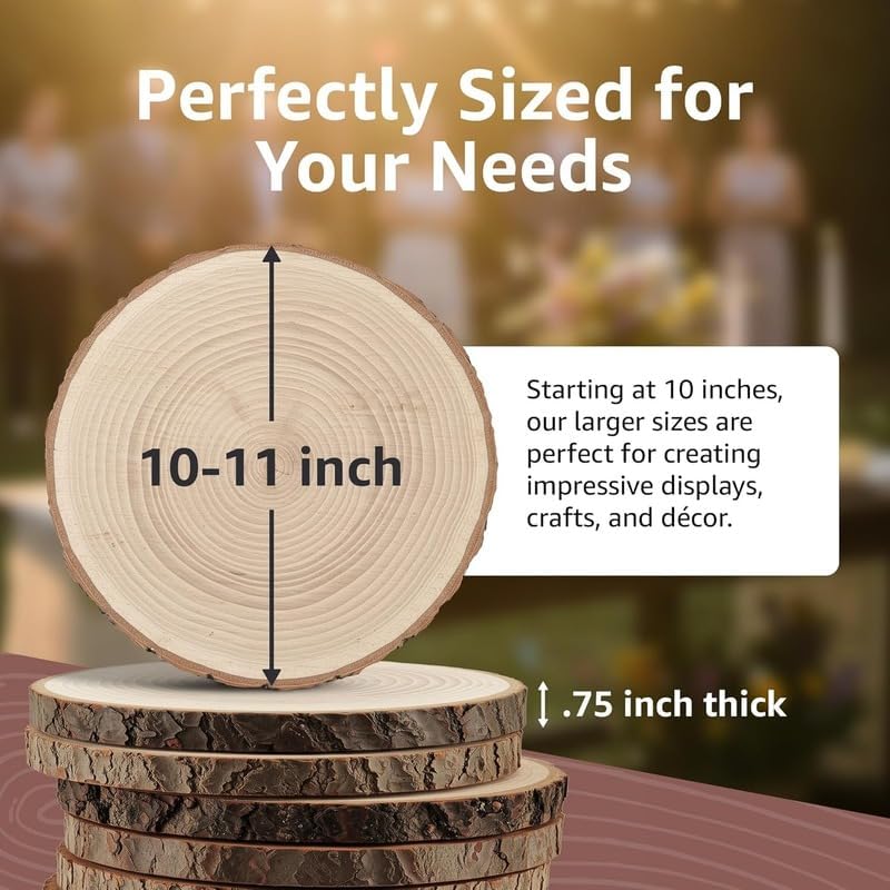 Large Wood Slices for Centerpieces - Wood Centerpieces for Tables, Rustic Wedding Centerpiece, Natural Wood, alternate view 2