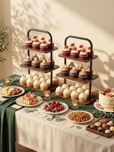 Large Wooden Cupcake Stand, 3 Tier Cupcake Tower Stand for 50 Cupcakes, Dessert Stand Display for Party, alternate view 4