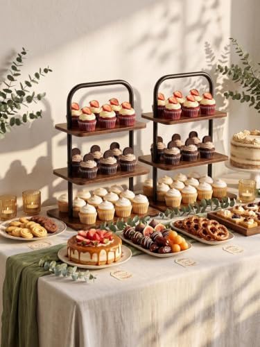 Large Wooden Cupcake Stand, 3 Tier Cupcake Tower Stand for 50 Cupcakes, Dessert Stand Display for Party, alternate view 5