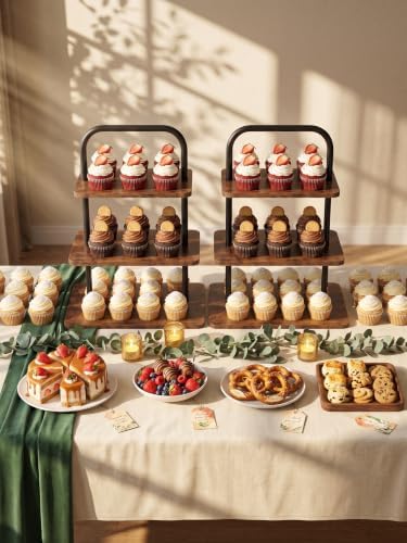 Large Wooden Cupcake Stand, Cupcake Tower Stand for 50 Cupcakes, 3 Tiered Wooden Serving Trays Stand, Soporte, alternate view