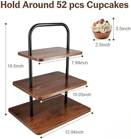 Large Wooden Cupcake Stand, Cupcake Tower Stand for 50 Cupcakes, 3 Tiered Wooden Serving Trays Stand, Soporte, alternate view