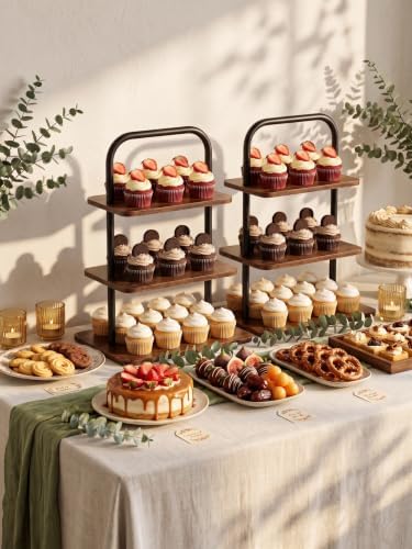 Large Wooden Cupcake Stand, Cupcake Tower Stand for 50 Cupcakes, 3 Tiered Wooden Serving Trays Stand, Soporte, alternate view