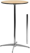 Lars 24" Round Wood Cocktail Table with 30" and 42" Adjustable Columns, Adjustable Bar Height, for Events or