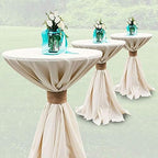 Lars 24" Round Wood Cocktail Table with 30" and 42" Adjustable Columns, Adjustable Bar Height, for Events or, alternate view