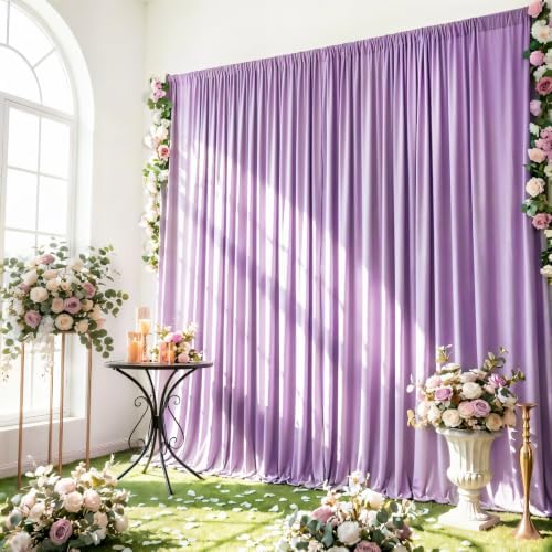 Lavender Backdrop Curtain - 10x10FT Back Drop Curtains for Parties Wrinkle-Free Soft Polyester Backdrop Wedding