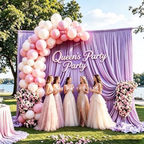 Lavender Backdrop Curtain - 10x10FT Back Drop Curtains for Parties Wrinkle-Free Soft Polyester Backdrop Wedding, alternate