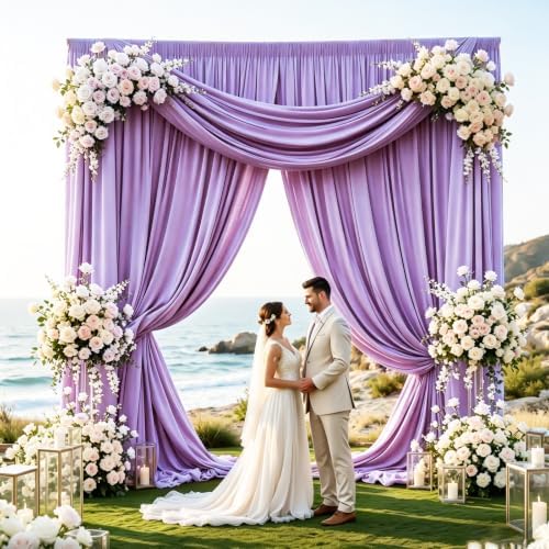 Lavender Backdrop Curtain - 20x10FT Back Drop Curtains for Parties Wrinkle-Free Soft Polyester Backdrop Wedding, alternate