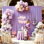 Lavender Backdrop Curtain - 20x10FT Back Drop Curtains for Parties Wrinkle-Free Soft Polyester Backdrop Wedding, alternate