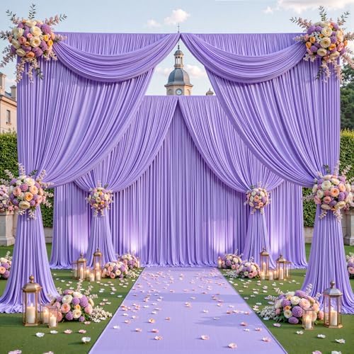 Lavender Backdrop Curtain 32 x 10ft for Photo Background Wrinkle Free Drape in W4' x H10'(8 panels) in Lavender, alternate