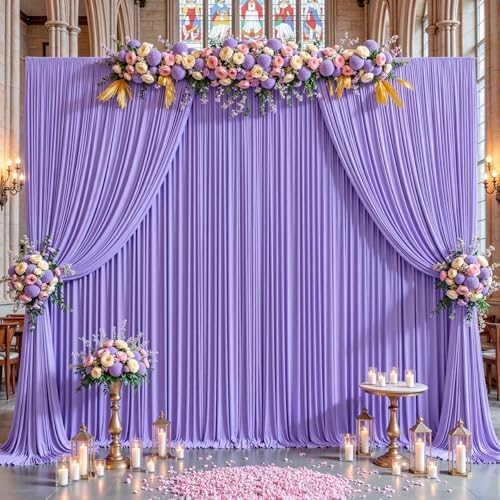 Lavender Backdrop Curtain 32 x 10ft for Photo Background Wrinkle Free Drape in W4' x H10'(8 panels) in Lavender, alternate