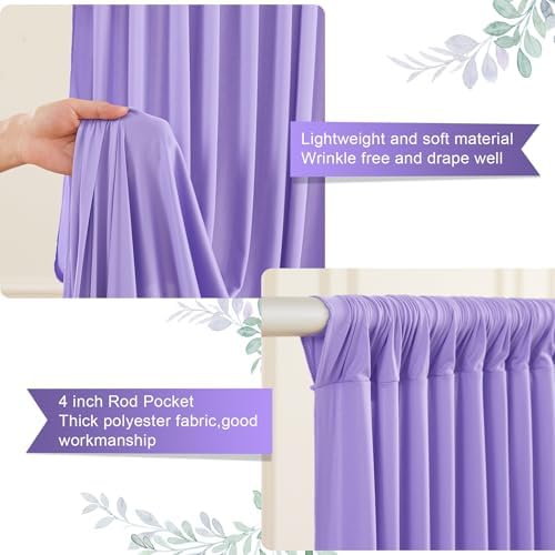 Lavender Backdrop Curtain 40 x 10ft for Photo Background Wrinkle Free Drape in W4' x H10'(10 panels) in Lavender, alternate