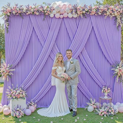 Lavender Backdrop Curtain 40 x 10ft for Photo Background Wrinkle Free Drape in W4' x H10'(10 panels) in Lavender, alternate