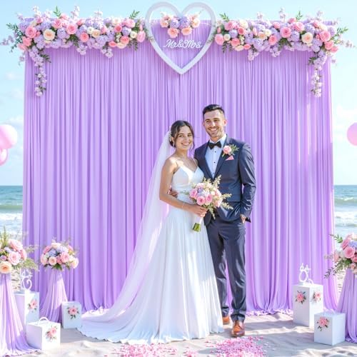Lavender Backdrop Curtain for Parties Wedding Wrinkle Free Light Purple Photo Curtains Backdrop Drapes Fabric