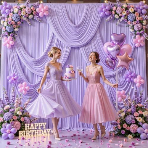 Lavender Backdrop Curtain for Parties Wedding Wrinkle Free Light Purple Photo Curtains Backdrop Drapes Fabric, alternate view