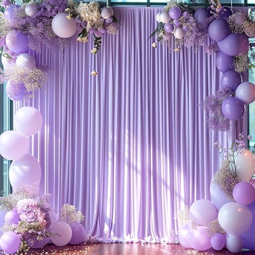Lavender Backdrop Curtain for Parties Wedding Wrinkle Free Light Purple Photo Curtains Backdrop Drapes Fabric, alternate view