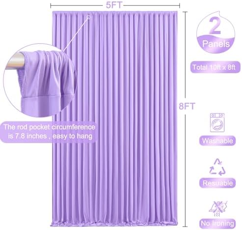 Lavender Backdrop Curtain for Parties Wedding Wrinkle Free Light Purple Photo Curtains Backdrop Drapes Fabric, alternate view