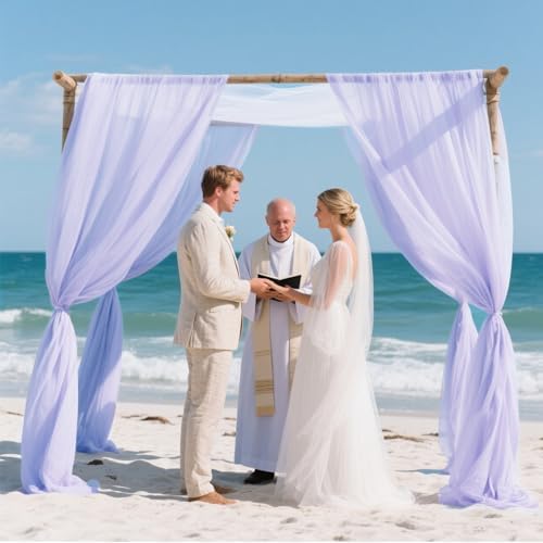 Lavender Backdrop Curtains for Parties, Chiffon Photo Backdrop Drapes 2 Panels 5x10FT Sheer Outdoor Curtain for, alternate