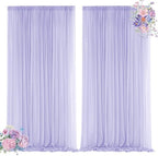 Lavender Backdrop Curtains for Parties, Chiffon Photo Backdrop Drapes 2 Panels 5x8ft Sheer Outdoor Curtain for