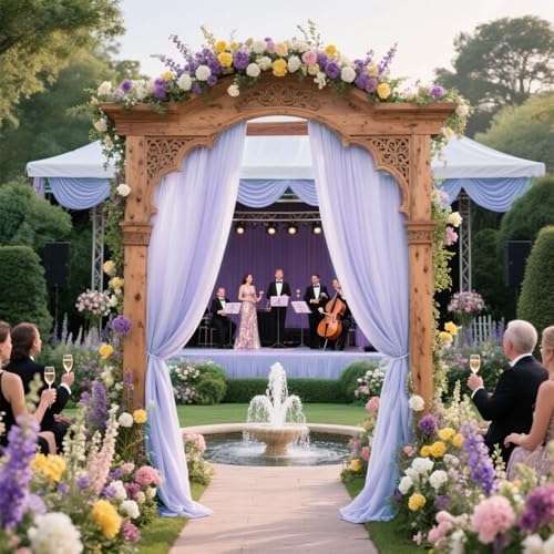 Lavender Backdrop Curtains for Parties, Chiffon Photo Backdrop Drapes 2 Panels 5x8ft Sheer Outdoor Curtain for, alternate