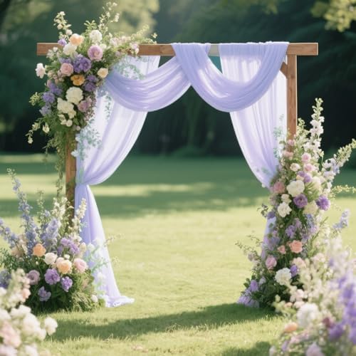 Lavender Backdrop Curtains for Parties, Chiffon Photo Backdrop Drapes 2 Panels 5x8ft Sheer Outdoor Curtain for, alternate