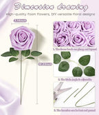 Lavender Faux Foam Roses with Stems DIY Home Decor(25Pcs) in Lavender, alternate view 3