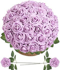 Lavender Faux Foam Roses with Stems DIY Home Decor(50Pcs) in Lavender