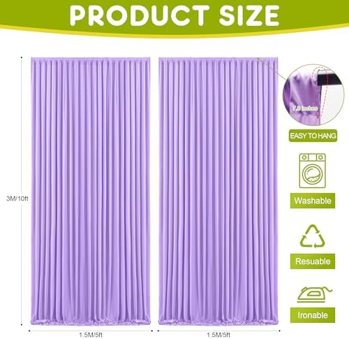 Lavender Purple Backdrop Curtain for Parties Backdrop Drape 10x10FT in 10FTx10FT in Lavender Purple, alternate view 2