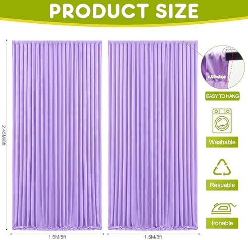 Lavender Purple Backdrop Curtain for Parties Backdrop Drape 10x8FT in 10FTx8FT in Lavender Purple, alternate view 2