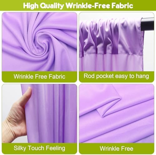 Lavender Purple Backdrop Curtain for Parties Backdrop Drape 10x8FT in 10FTx8FT in Lavender Purple, alternate view 3