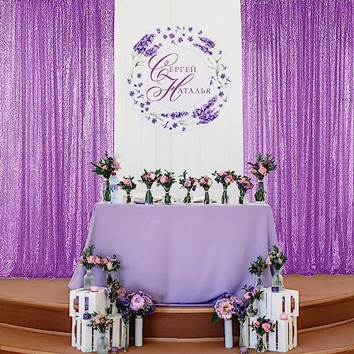 Lavender Purple Sequin Backdrop Curtain 4 Panels 2FTx8FT Glitter Lavender Background Drapes Sparkle Photography, alternate