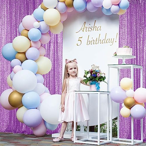 Lavender Purple Sequin Backdrop Curtain 7FTx7FT Glitter Lavender Purple Background Drapes Sparkle Photography, alternate view