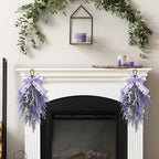 Lavender Teardrop Swag, 2 Pack 24 Inch Front Door Swag Wreaths, Spring Summer Rustic Farmhouse Door Decor, alternate view 4