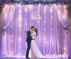 Lavender Tulle Backdrop Curtain with Led Lights for Wedding Baby Shower Girls 10ft X 8ft Lilac Lavender Sheer, alternate view