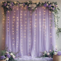 Lavender Tulle Backdrop with Fairy Lights for Parites Wrinkle-Free Sheer Curtain Drapes Photo Back Drop for