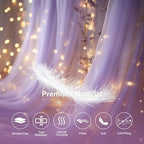 Lavender Tulle Backdrop with Fairy Lights for Parites Wrinkle-Free Sheer Curtain Drapes Photo Back Drop for, alternate view 5