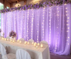 Lavender Tulle Photo Backdrop Curtain with Lights String for Parties Wedding Bridal Shower Sheer Lavender, alternate view 5