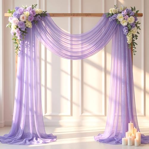 Lavender Wedding Arch Draping Fabric 28" x19FT Sheer Curtain Drapes in 28" width x 19Ft length(1 Panel) in