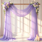 Lavender Wedding Arch Draping Fabric 28" x19FT Sheer Curtain Drapes in 28" width x 19Ft length(1 Panel) in