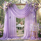 Lavender Wedding Arch Draping Fabric 28" x19FT Sheer Curtain Drapes in 28" width x 19Ft length(1 Panel) in, alternate view 3