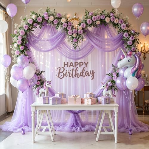 Lavender Wedding Arch Draping Fabric 28" x19FT Sheer Curtain Drapes in 28" width x 19Ft length(1 Panel) in, alternate view 5
