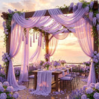 Lavender Wedding Arch Draping Fabric 28" x19FT Sheer Curtain Drapes in 28" width x 19Ft length(1 Panel) in, alternate view 6