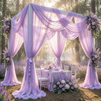 Lavender Wedding Arch Draping Fabric 28" x19FT Sheer Curtain Drapes in 28" width x 19Ft length(1 Panel) in, alternate view 7