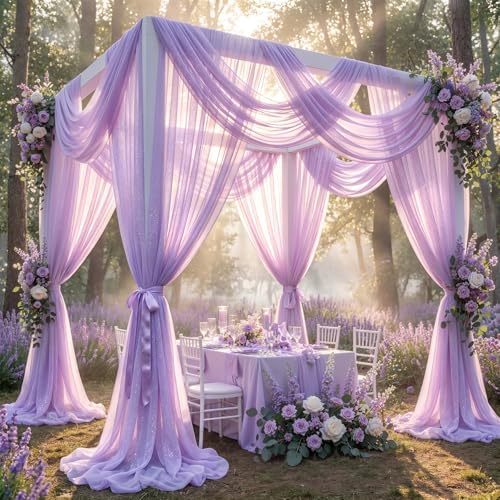 Lavender Wedding Arch Draping Fabric 28" x19FT Sheer Curtain Drapes in 28" width x 19Ft length(1 Panel) in, alternate view 7