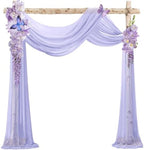 Lavender Wedding Arch Draping Fabric Chiffon Fabric, 29in x 18Ft 2 Panels Sheer Chiffon Outdoor Curtain for