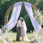Lavender Wedding Arch Draping Fabric Chiffon Fabric, 29in x 18Ft 2 Panels Sheer Chiffon Outdoor Curtain for, alternate view 2