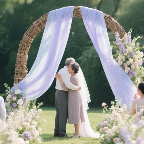 Lavender Wedding Arch Draping Fabric Chiffon Fabric, 29in x 18Ft 2 Panels Sheer Chiffon Outdoor Curtain for, alternate view 2