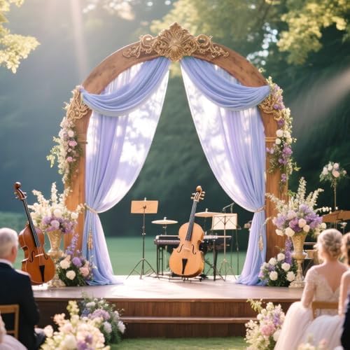 Lavender Wedding Arch Draping Fabric Chiffon Fabric, 29in x 18Ft 2 Panels Sheer Chiffon Outdoor Curtain for, alternate view 5