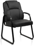 Leather Guest Chair with Padded Arm Rest for Reception Meeting Conference and Waiting Room Side Office Home
